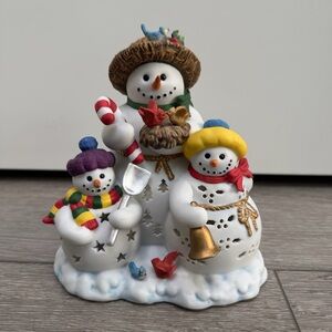 PARTYLITE SNOWBELL SNOWMEN FAMILY TEALIGHT CANDLE HOLDER PORCELAIN P7702